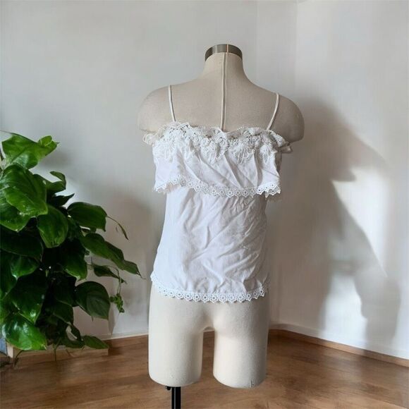 RedSky White Lace Peasant Blouse Top Prairie Off Shoulder Medium - Picture 3 of 7